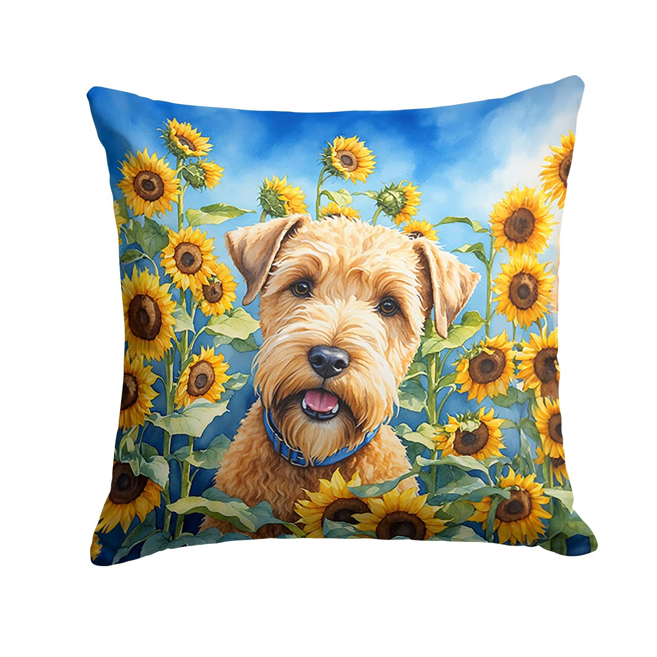 Edge Collections - 18" x 18" - Multicolor - Wheaten Terrier Throw Pillow Decorative Indoor Outdoor - 1 Piece
